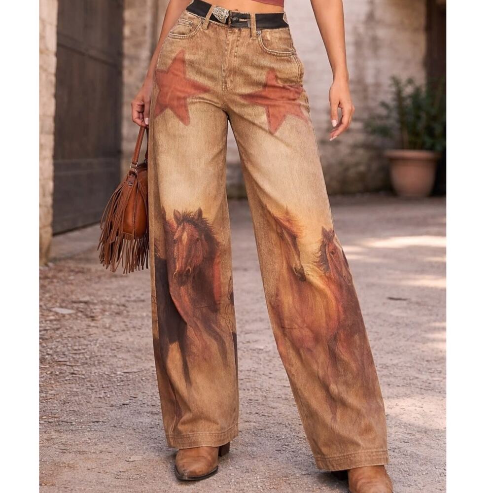 NEW VBRT Vibrant M.I.U Bold Western Howdy Horse Barrel Printed Jeans - SOLD OUT